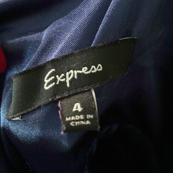 Express Dark blue Silk Chiffon Sleeveless Vneck Dress - Picture 8 of 11